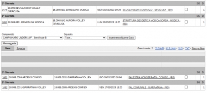 Under 14 Fem - Semifinali Calendario definitivo